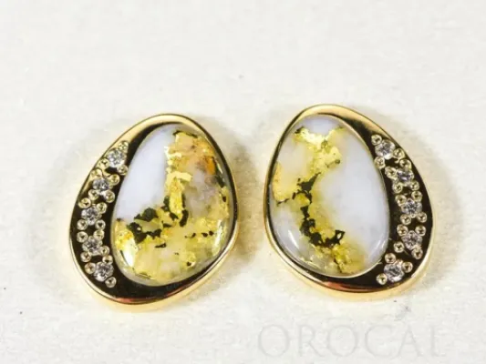 Orocal Gold Quartz And Diamond Earrings - ESC106DQ