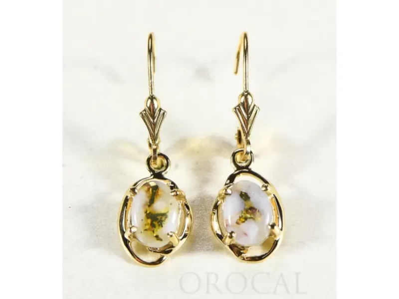Orocal Gold Quartz Free-Form Drop Earrings  - EN805XSQ/LB