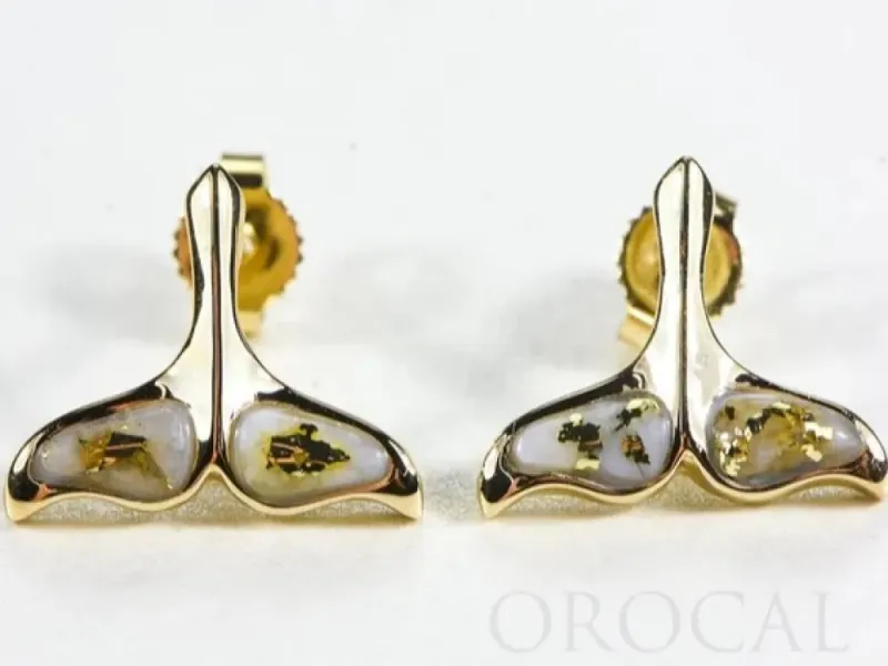 Orocal Gold Quartz Whale Tail Earrings - EDLWT8SQ