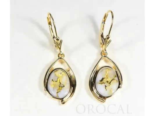 Orocal Gold Quartz Round Leaver Back Earrings - EN1117Q/LB