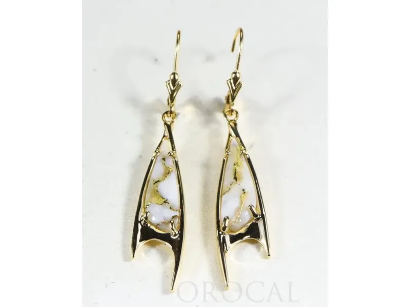 Orocal Gold Quartz Arrowhead Hanging Earrings - EN3700Q/LB