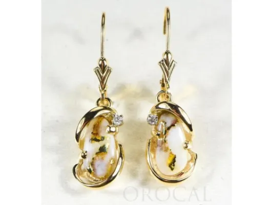 Orocal Gold Quartz Oval Earrings With 1 Diamond- EN784SDQ/LB