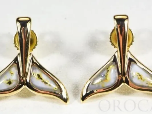 Orocal Gold Quartz Small Whale Tail Earrings - EWT44SQ