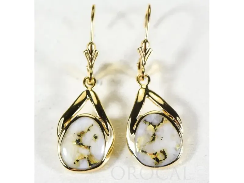 Orocal Gold Quartz Oval Lever Back Earrings- EN782Q/LB