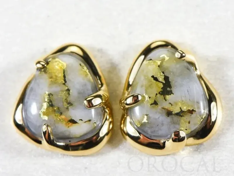 Orocal Gold Quartz Free-Form Stud Earrings  - ESC115XSQ