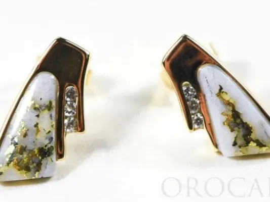 Orocal Gold Quartz Wedge Shape Post Earrings With Diamonds - EDL129D9Q