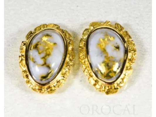 Orocal Gold Quartz and Gold Nugget Stud Earrings  - EN708NQ