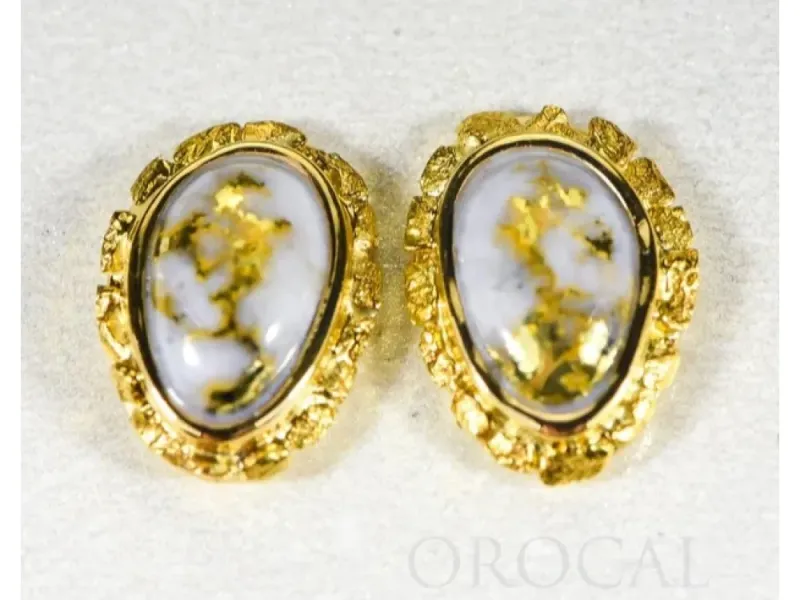 Orocal Gold Quartz and Gold Nugget Stud Earrings  - EN708NQ