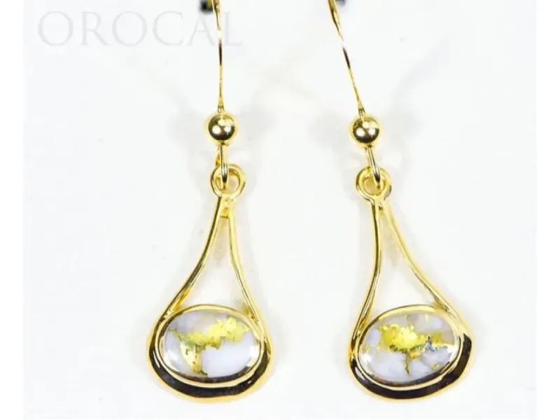 Orocal Gold Quartz Oval Hanging Earrings - EN871Q/WD