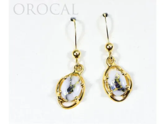 Orocal Gold Quartz Oval Hanging Earrings - EN805XSQ/WD