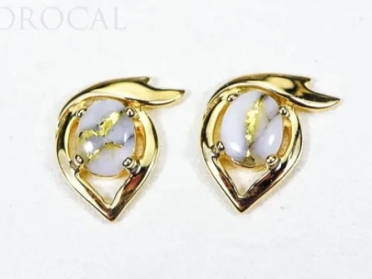 Orocal Gold Quartz Round Stud Earrings- EJ36Q