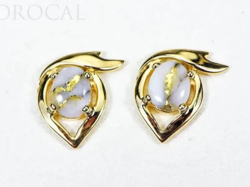 Orocal Gold Quartz Round Stud Earrings- EJ36Q