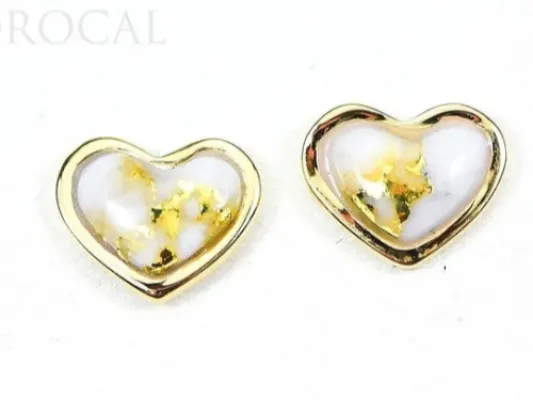 Orocal Gold Quartz Small Heart Shaped Earrings  - EHE7Q