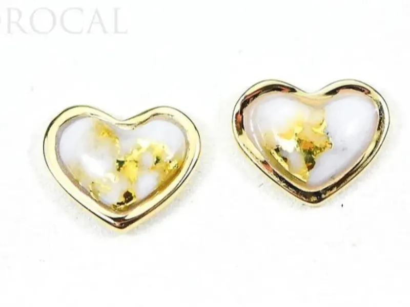 Orocal Gold Quartz Small Heart Shaped Earrings  - EHE7Q