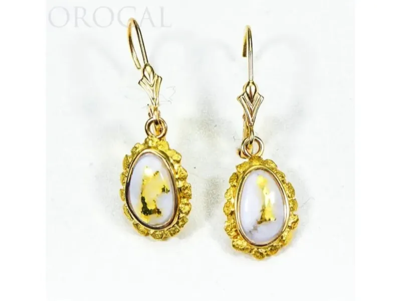 Orocal Gold Quartz and Gold Nugget Lever Back  Earrings  - EN708NQ/LB