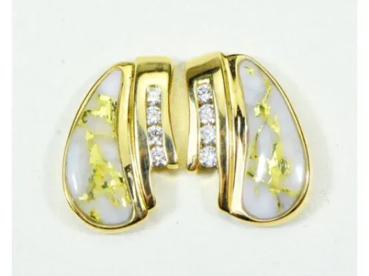 Orocal Gold Quartz Free-Form Earrings With Diamonds - EDL47D16Q