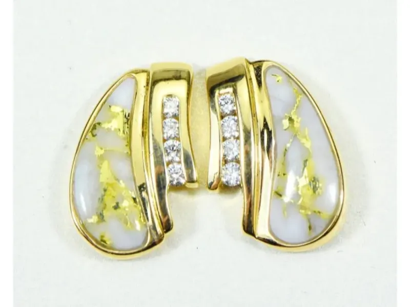 Orocal Gold Quartz Free-Form Earrings With Diamonds - EDL47D16Q
