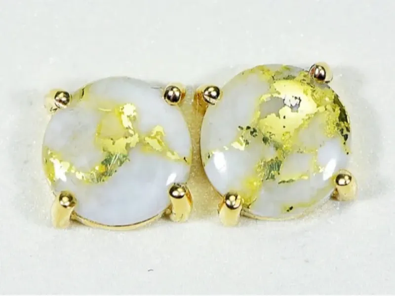 Orocal Gold Quartz Round Earrings- E8MMQ