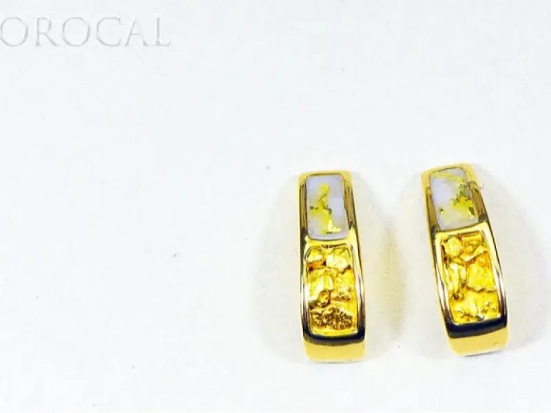 Orocal Gold Quartz and Gold Nugget Half Hoop Earrings  - EH41NQ