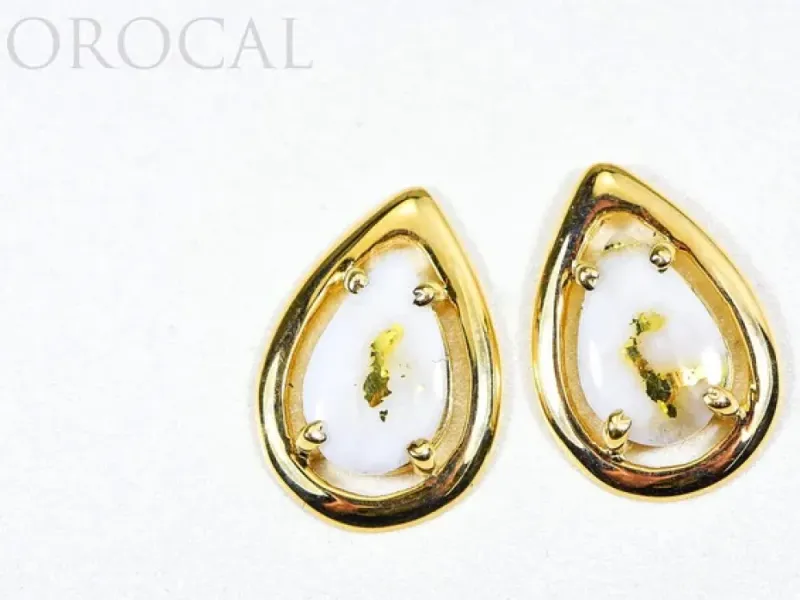 Orocal Gold Quartz Teardrop Stud Earrings - EN442MQ