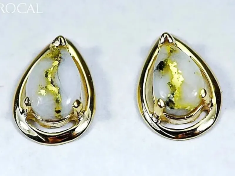 Orocal Gold Quartz Small Teardrop Earrings - EN442Q