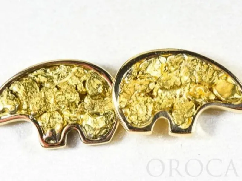 Orocal Gold Nugget Bear Earrings - EBR1MOL
