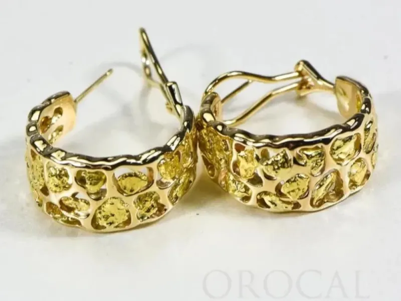 Orocal Gold Nugget Thick Hoop Earrings - EH184