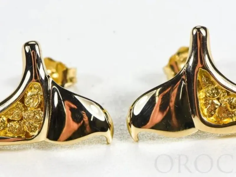 Orocal Gold Nugget Half Whale Tail Earrings - EDLWT12