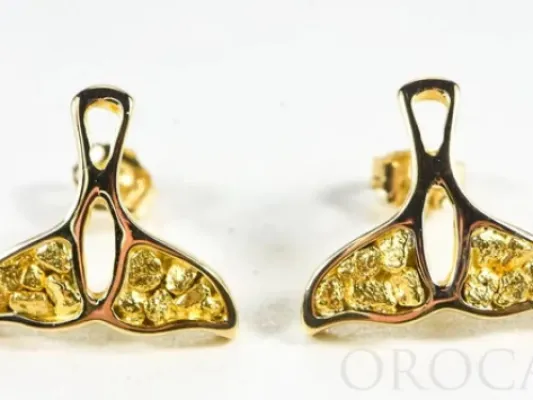 Orocal Gold Nugget Full Whale Tail Earrings - EWT22N