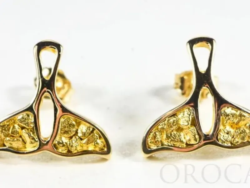 Orocal Gold Nugget Full Whale Tail Earrings - EWT22N