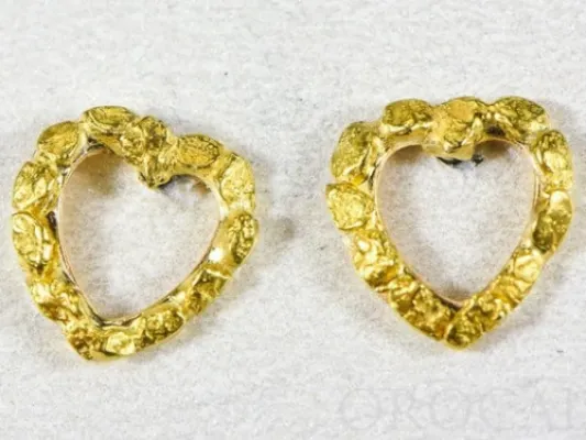 Orocal Gold Nugget Heart Shaped Earrings - EHE360