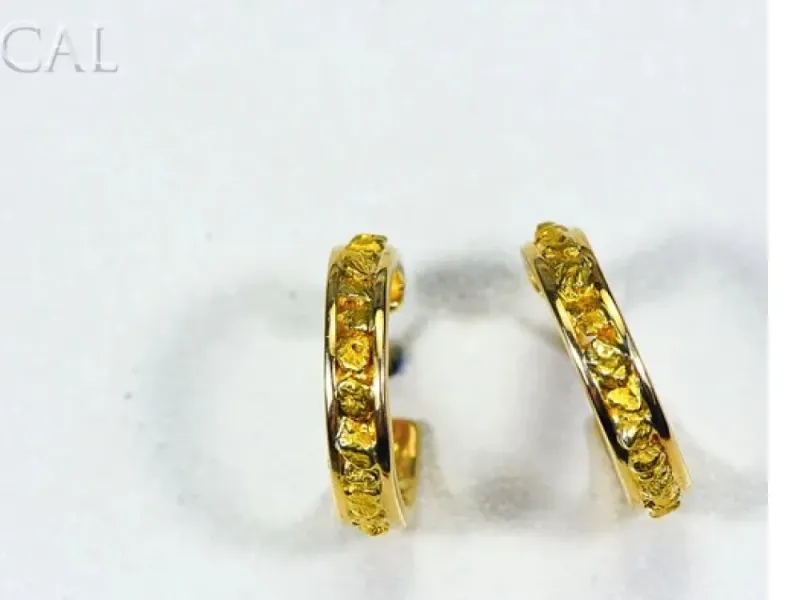 Orocal Gold Nugget Platform Hoop Earrings - EH13