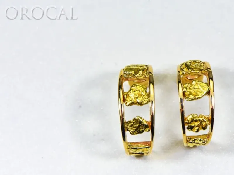 Orocal Gold Nugget Natural Hoop Earrings - EH19
