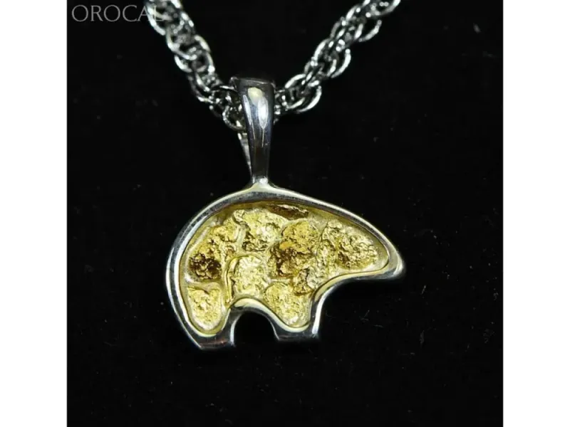 Orocal Gold Nugget Bear Pendant - PBR1SOLSS