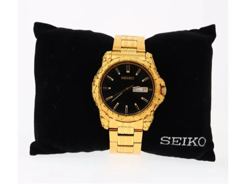 Orocal Seiko Gold Nugget Overlay Watch