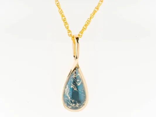 Star Of Alaska Teardrop Shaped Covellite Pendant