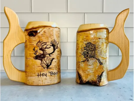 Alaskan Birchwood Custom Engraved Steins
