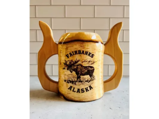Alaskan Birchwood Custom Engraved Two-Fisted Tankard