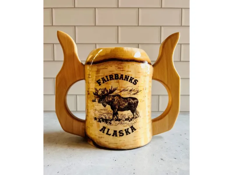 Alaskan Birchwood Custom Engraved Two-Fisted Tankard