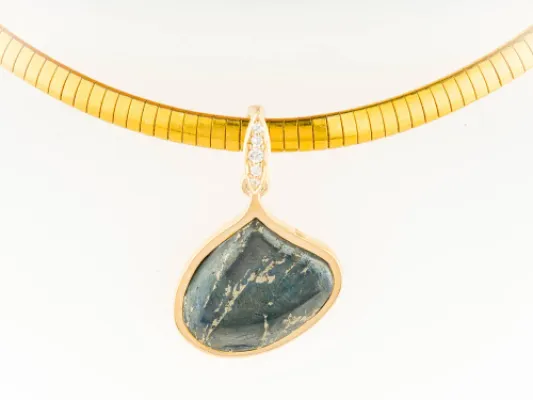 Star Of Alaska Marquise Shaped Covellite Pendant