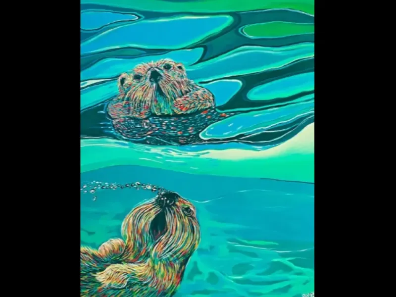  Water Color Art Print “Otters” by Maida Kelly