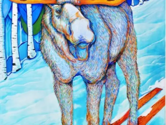 Giclée Art Print “Skiing Moose” by Katie Sevigny