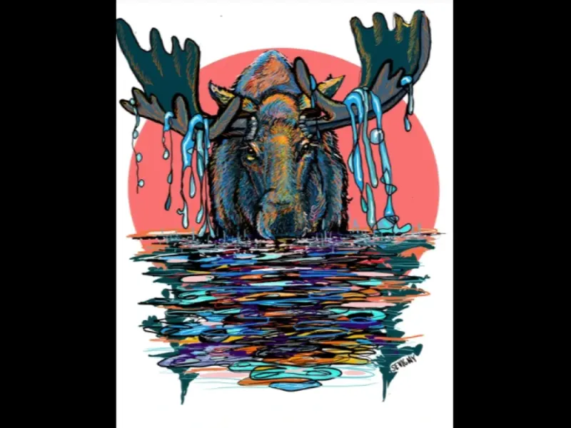 Giclée Art Print “Swimming Moose" by Katie Sevigny