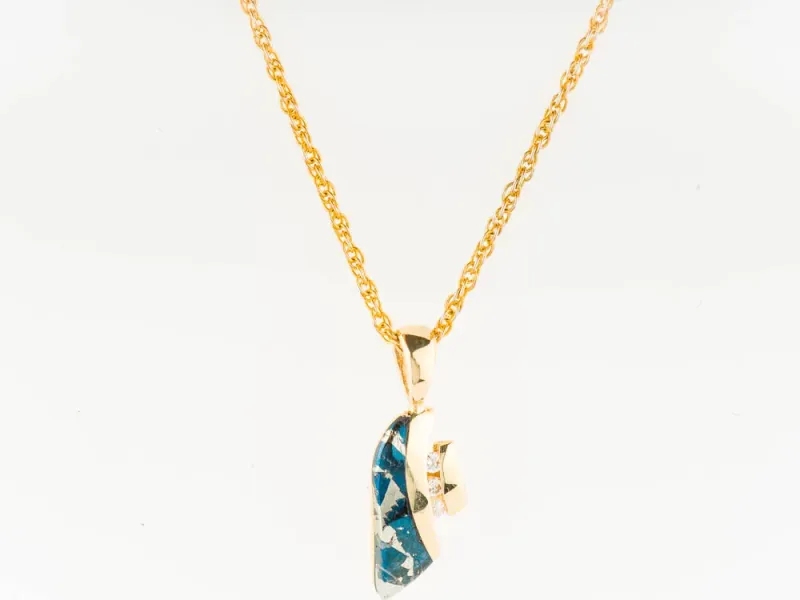 Star Of Alaska Asymmetric Covellite Pendant With Diamonds