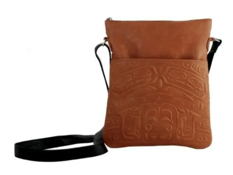 Embossed Leather Solo Bag Bear Box design (Saddle Leather)
