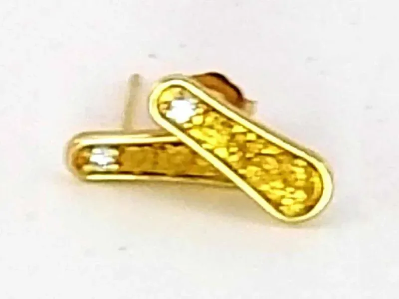 Goldcraft West Gold Nugget Post Earrings with Diamond (E/57D)