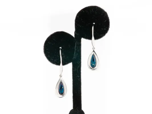 Star Of Alaska Teardrop Shaped Covellite Earrings