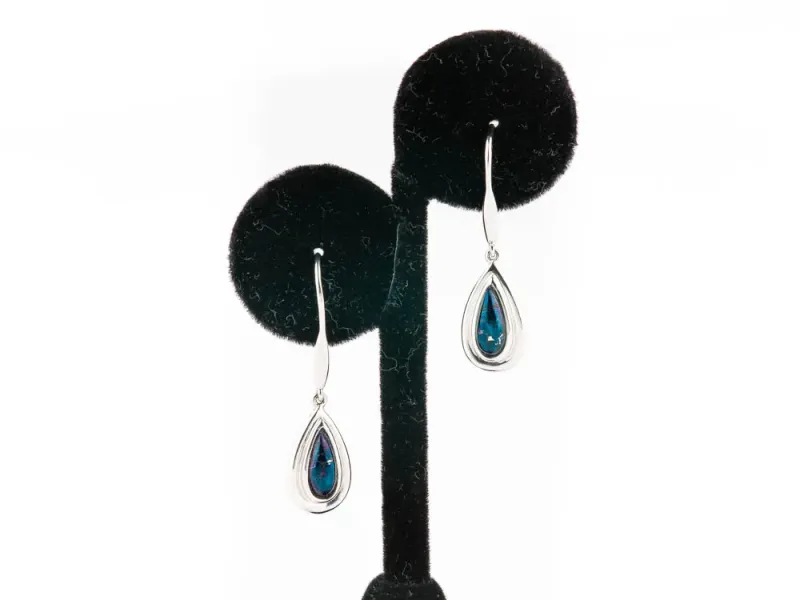 Star Of Alaska Teardrop Shaped Covellite Earrings