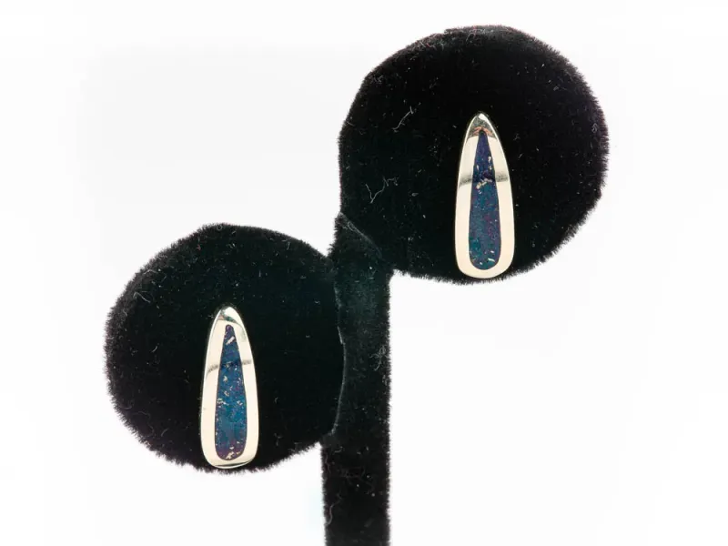 Star Of Alaska Elongated Teardrop Shaped Covellite Earrings