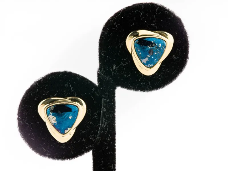 Star Of Alaska Triangular Shaped Covellite Earrings